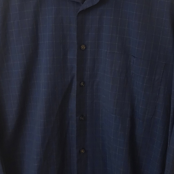 Yves Saint Laurent Longsleeve Blue Plaid Button-down Dress Shirt Mens sz Large - Picture 5 of 5